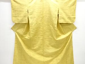 乱れ格子模様織り出し手織り紬単衣着物